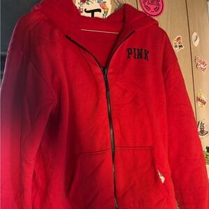 VS PINK- RED REVERSIBLE SHERPA JACKET